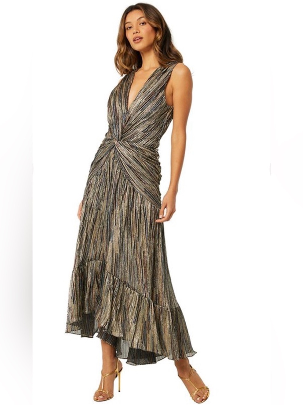 NWT MISA Los Angeles AVA Dress, Metallic Multicolor Dress, Size L
